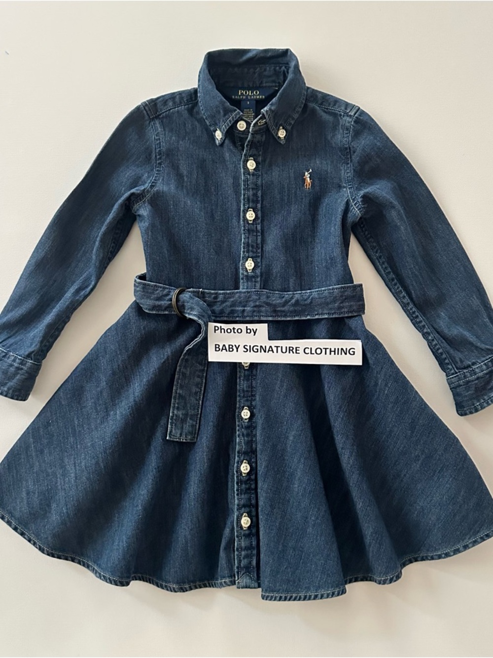 Polo Ralph Lauren 3T Toddler Girl Denim Shirt Dress with Belt